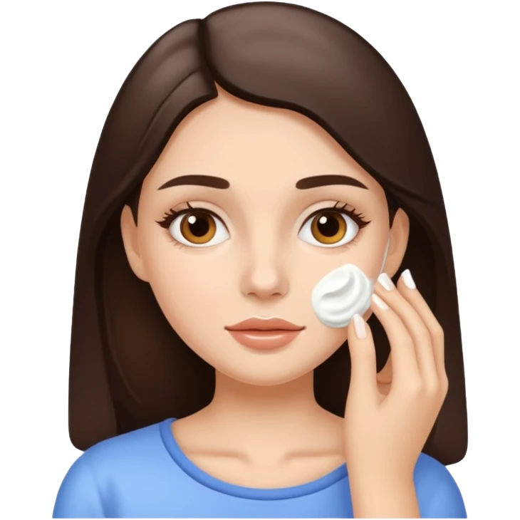 white brunette girl applying cream on face emoji