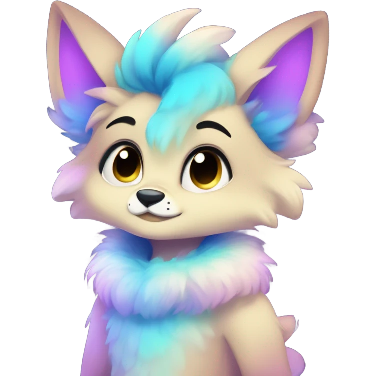 Adorable innocent cute gradient-Sparkle-nebula-fursona anthropomorphic furry full body emoji