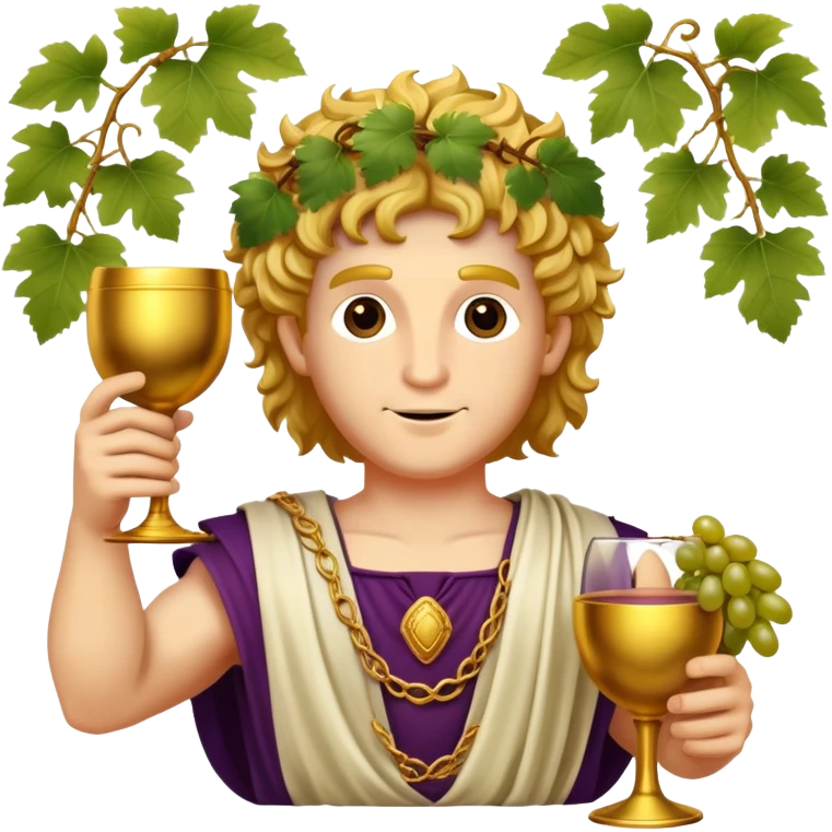 Bacchus Roman god of wine with grape vines and goblet emoji