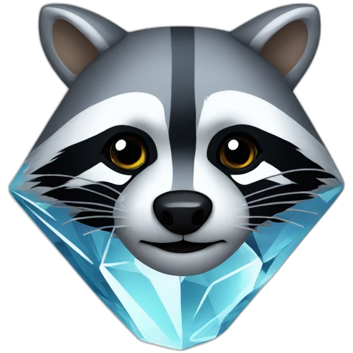 raccoon head in a crystal emoji