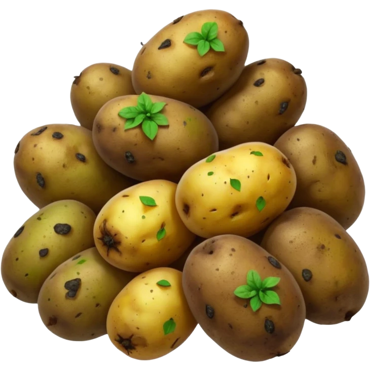 Normal sized emoji of rotting potatoes with mold based on these: 🍠🥔 please make realistix emoji
