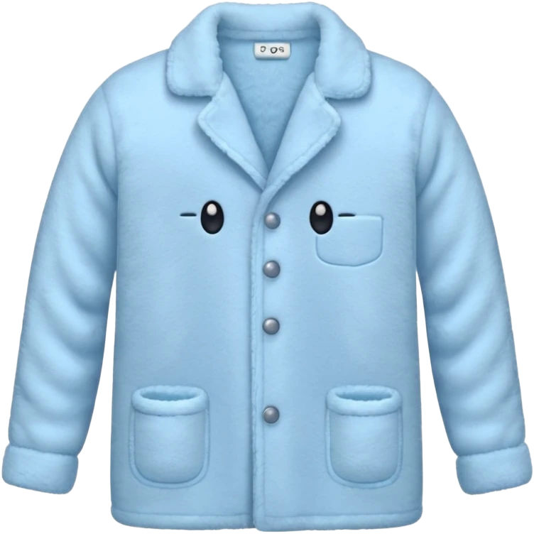 emoji of an isolated cozy pajama top made of fluffy fleece fabric, super soft plush texture, light grey with pastel blue tint, button-down long sleeves, neatly folded flat-lay, no person, no body, no mannequin, warm winter pajama mood, soft shadows emoji