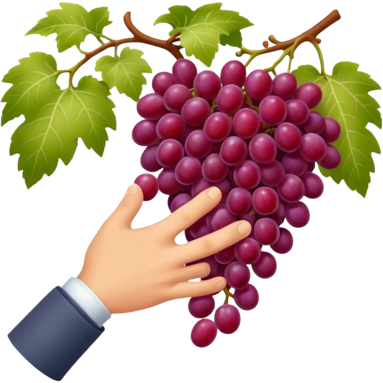 red grapes, harvest with hand emoji
