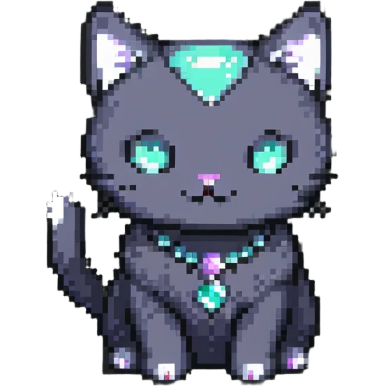 gem cat in pixel art style emoji
