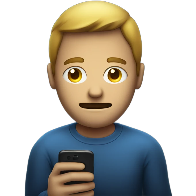man on his phone in the dark with the screen glowing on his face emoji