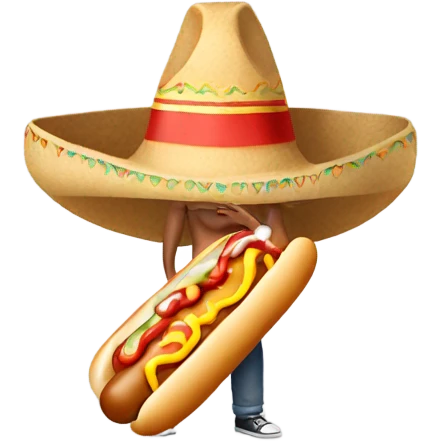 Me eating a hot dog with a sombrero on emoji