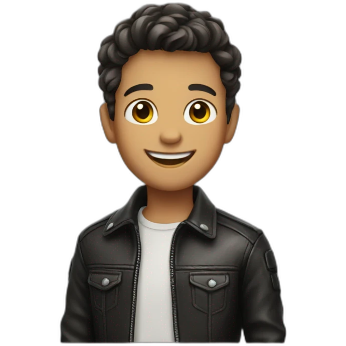 smiling boy in leather jacket emoji