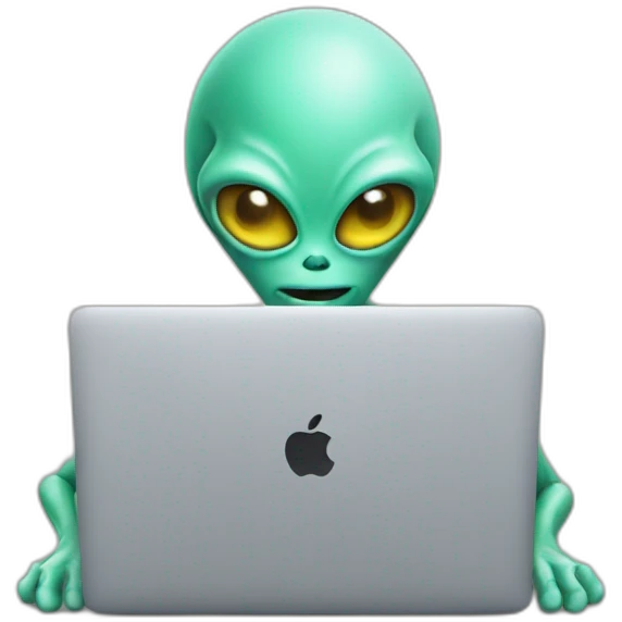 alien working on his macbook  emoji