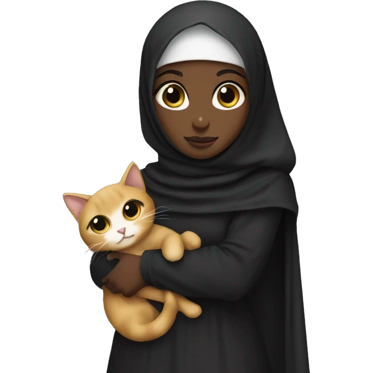Black girl wearing niqab holding a cat emoji