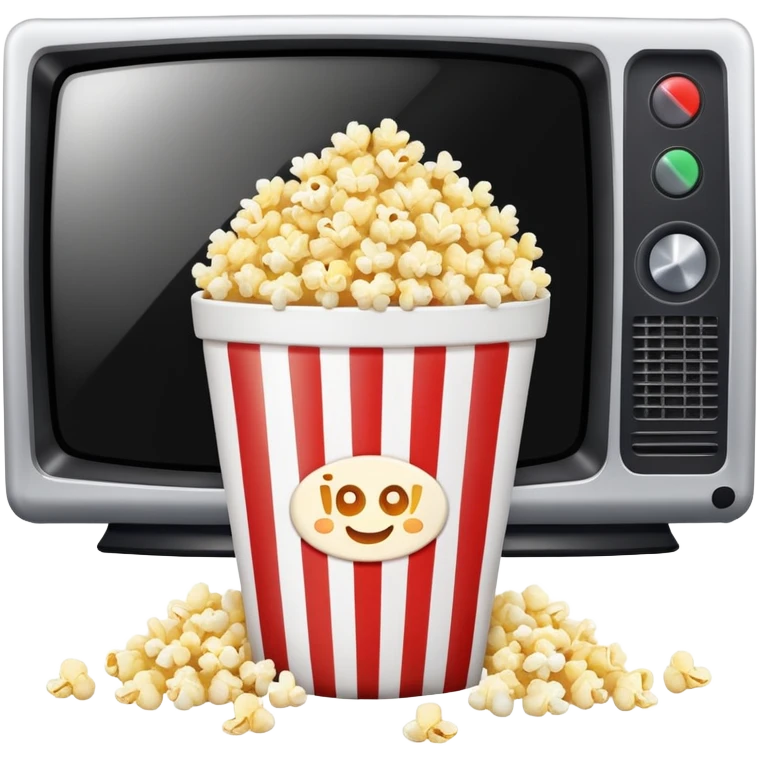 Popcorn in a striped cup with a TV emoji