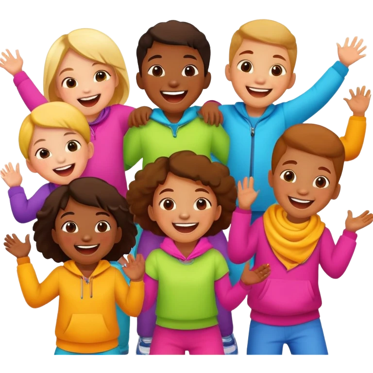 group of children laughing, fun and energetic emoji