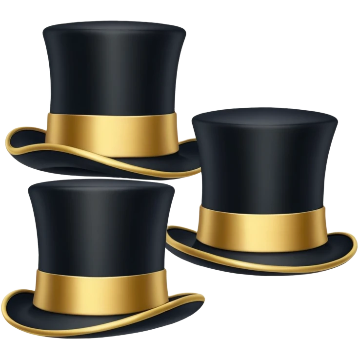 three magic top hats emoji
