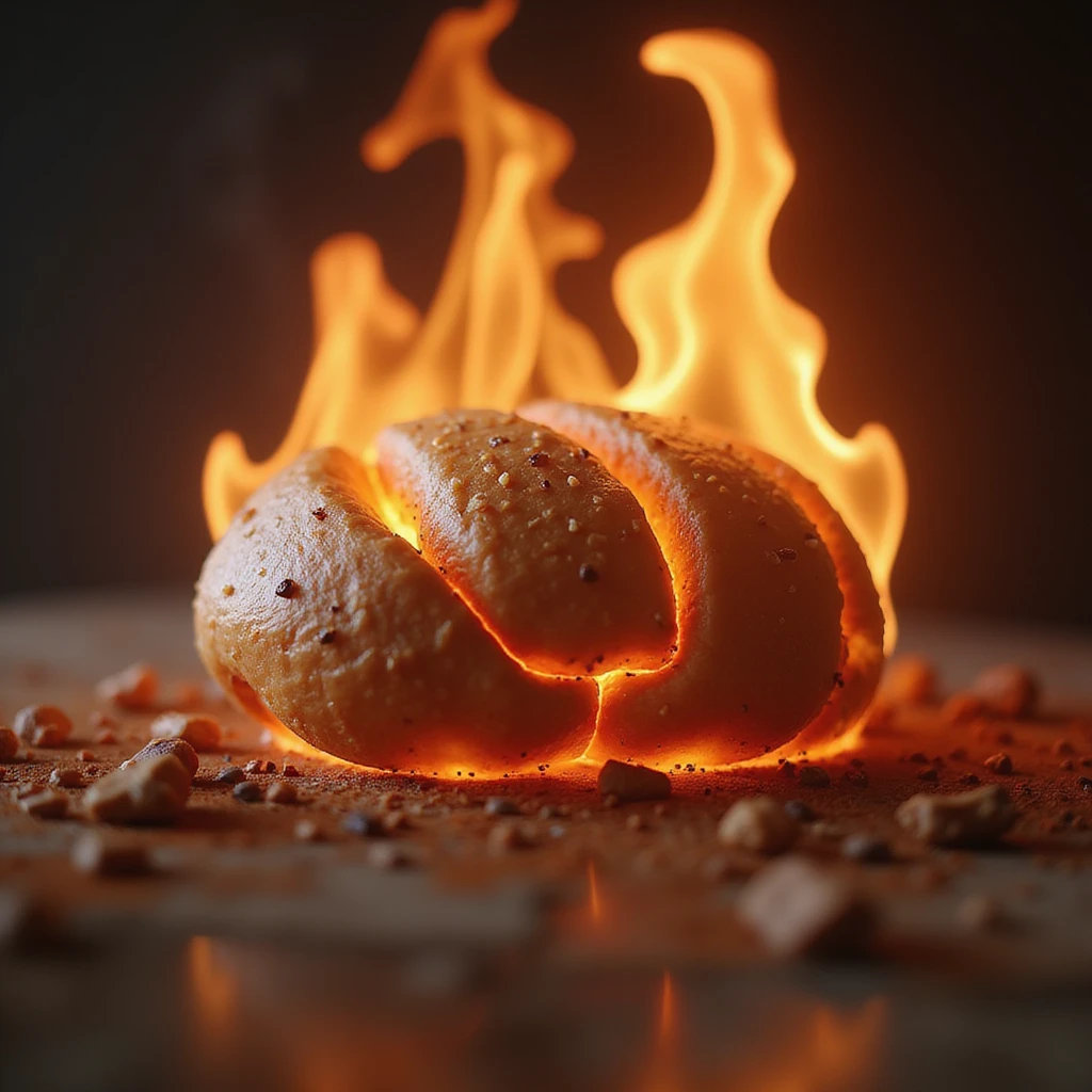 scientific hyperrealistic 4K representation of fatty acids being burned in human metabolism, visual effects of heat and flames emoji