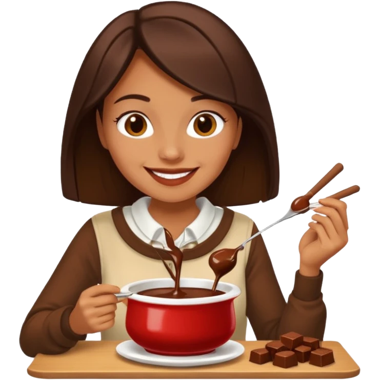woman eating chocolate fonduefondue emoji