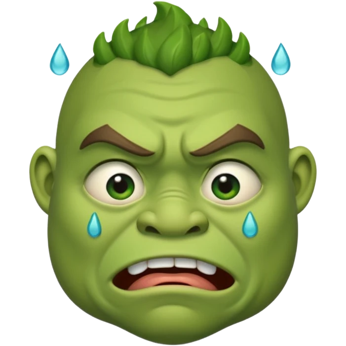 An oger is crying with tears in his eyes emoji