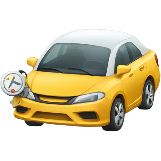 A car with safety equipment emoji