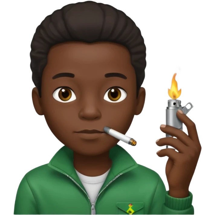 Jamaican boy smoking with lighter emoji