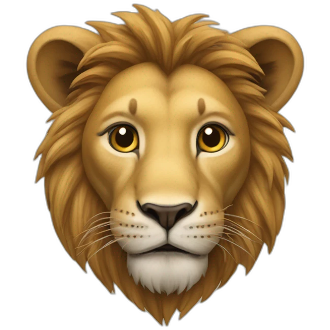 Un lion qui joue avec une souris emoji