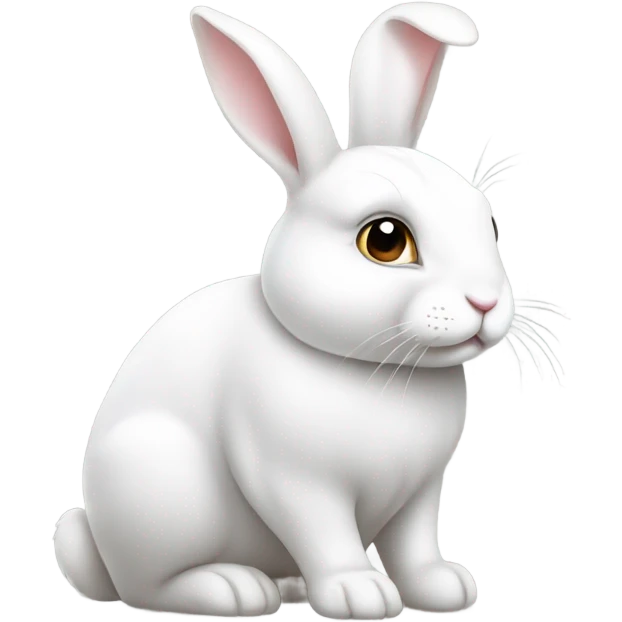 white bunny round body sitting down side view full body emoji