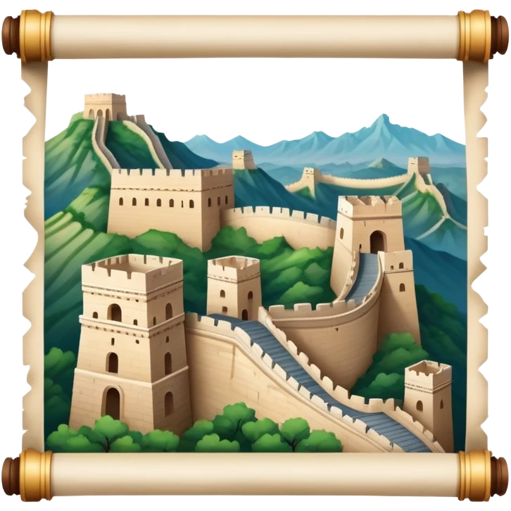 icon featuring an ancient scroll, quill pen with famous historical landmarks and monuments like the Great Wall and the Colliseum in the background. Historical figures are depicted as statues, symbolizing the study of history. Transparent background highlights the legacy of past civilizations. emoji
