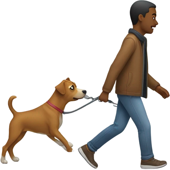 Person getting pulled by dog while walking emoji