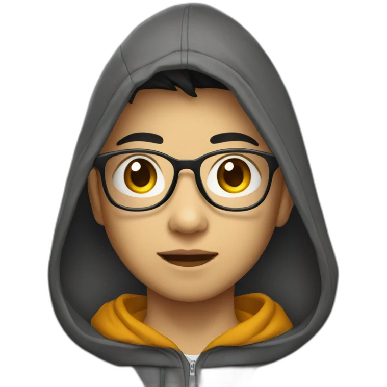 young asian glasses in hoodie emoji