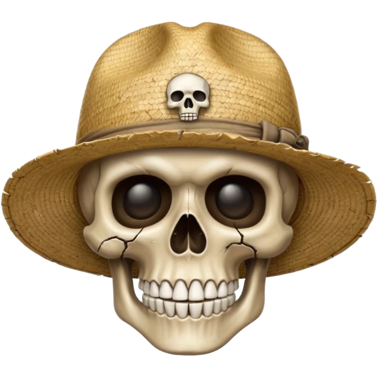 Straw hat with skull  emoji