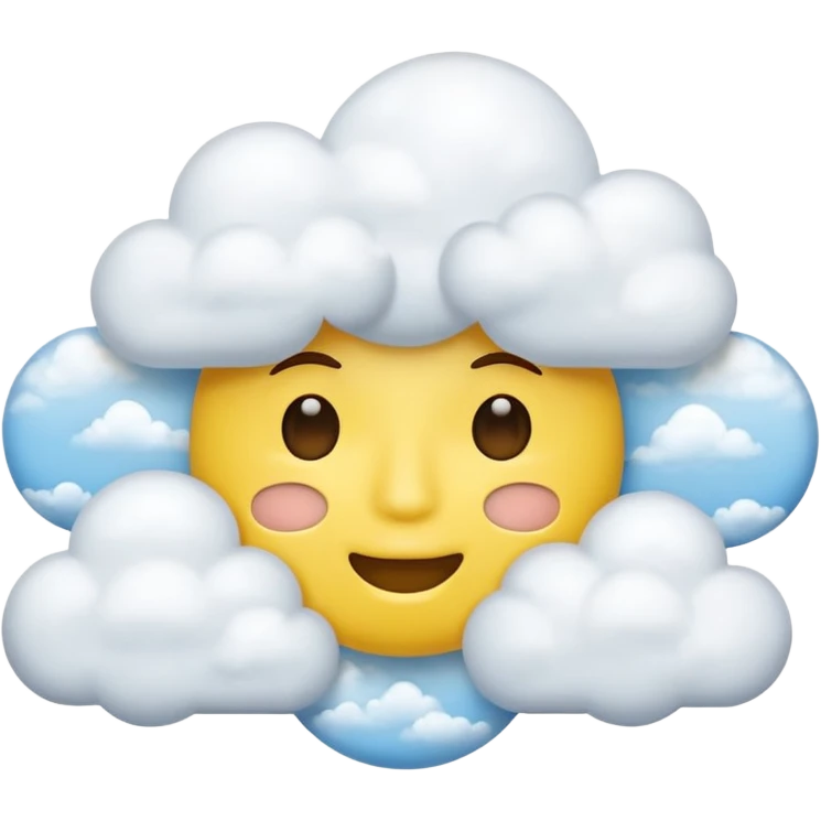 Yellow circle face covered in clouds cover a mouth add clouds on face emoji
