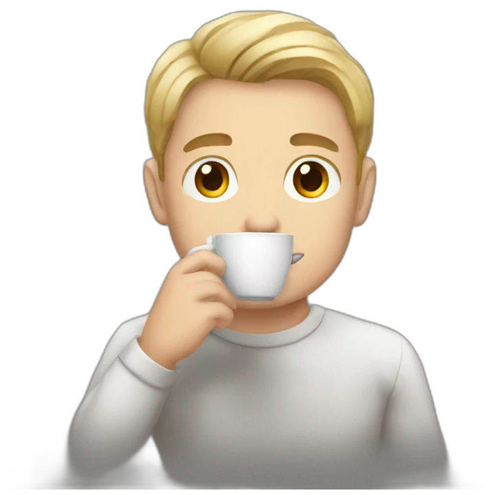Young White man drinking coffee  emoji
