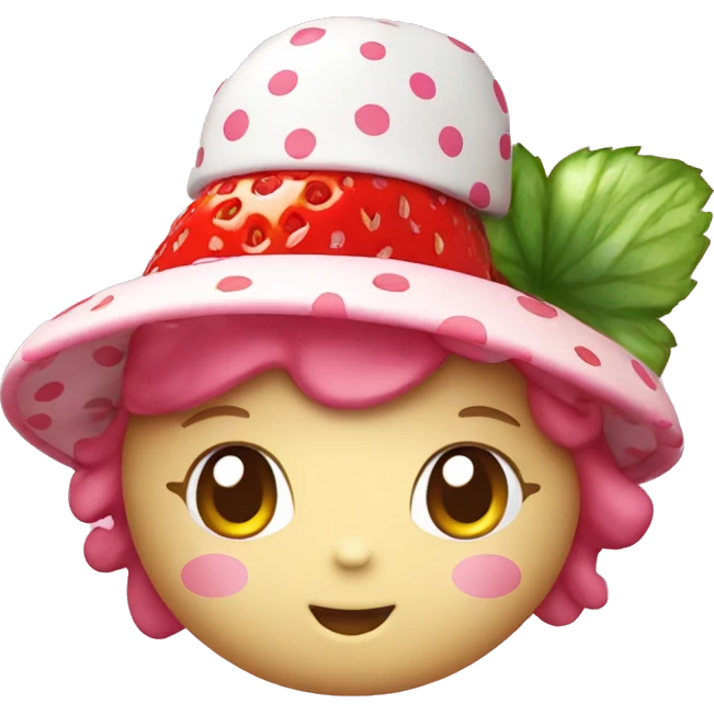 hello kitty with a strawberry shaped hat emoji