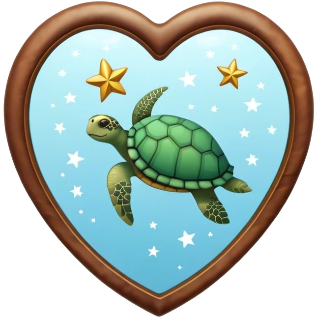 Heart shaped Mirror with turtle and stars emoji