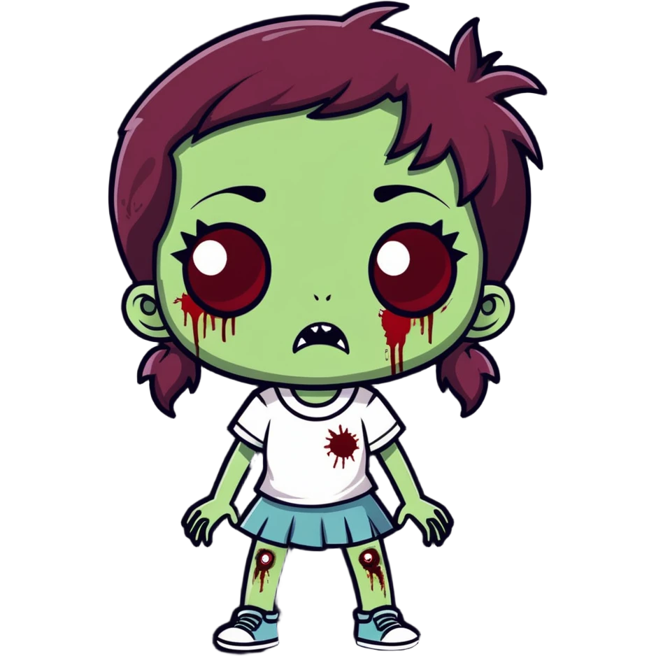 girl zombie with dark cherry hair emoji