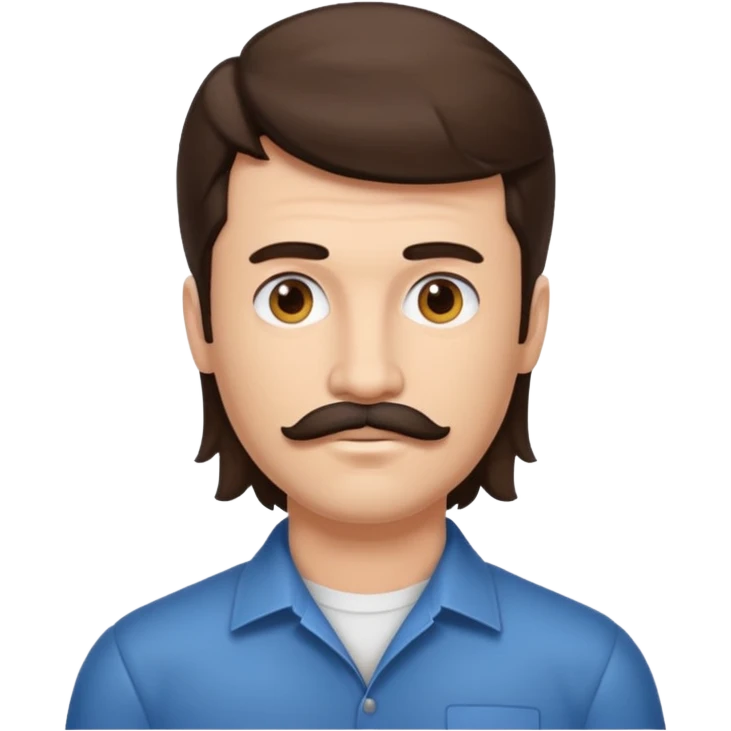 Mullet man with mustache brunet emoji