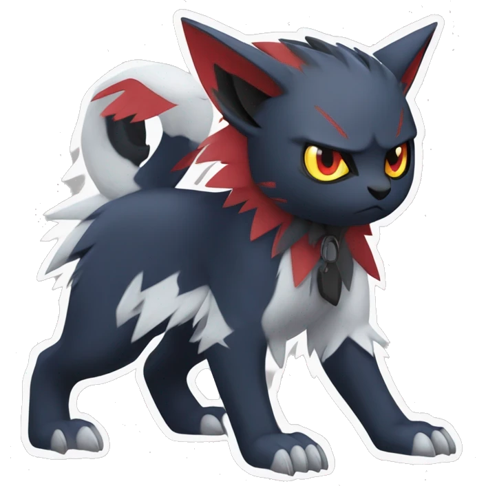 Edgy Cool Kawaii Litten-Absol-Pokémon Full Body emoji