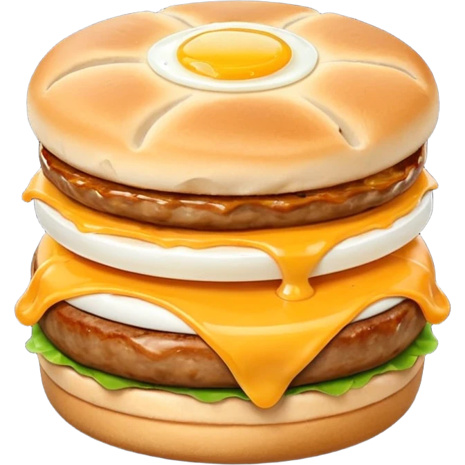 Egg mcmuffin egg sausage cheese in an existing muffin emoji