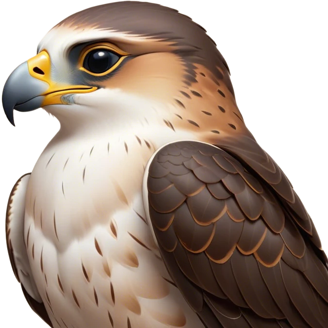Meme-Worthy Cute Sleeping Falcon Portrait Emoji, Head resting peacefully with a contented smile, showcasing a streamlined, powerful form with eyes gently closed in serene slumber and a subtly curved beak, Simplified yet adorably endearing features, highly detailed, glowing with a soft, drowsy light, high shine, relaxed and utterly lovable, stylized with an air of playful laziness, soft glowing outline, capturing the essence of a sleeping falcon that feels destined to become the next viral icon of adorable rest! emoji