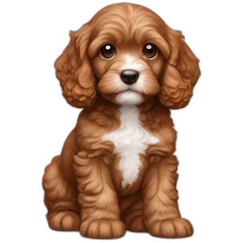 redish brown cavapoo puppy with no white markings emoji