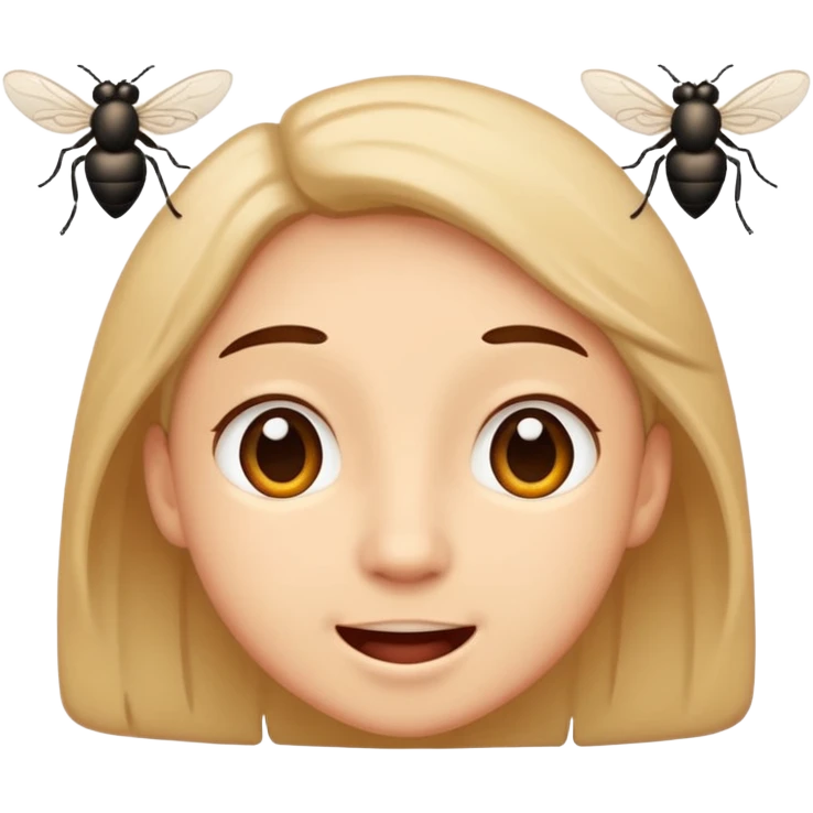 😊🥺 these emojis but with flies around it and its happy emoji