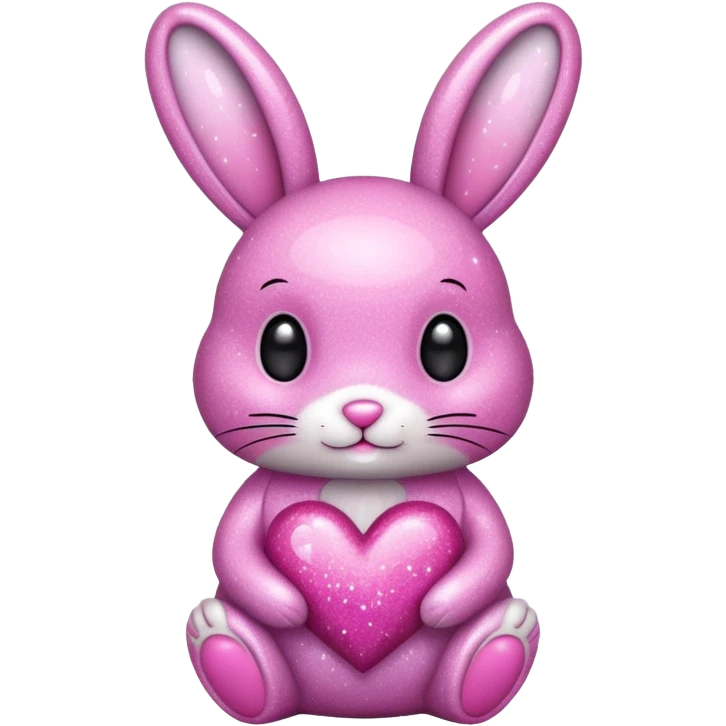 glitter bunny with heart emoji