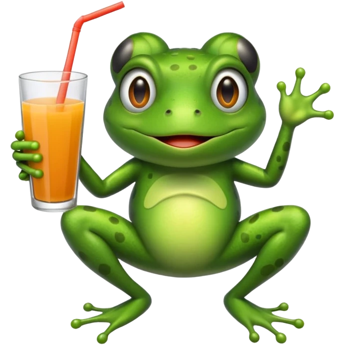 лягушка с соком, наблюдающая хаос emoji