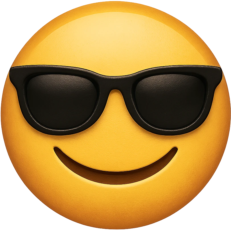 face with sunglasses emoji, digital illustration, no background emoji