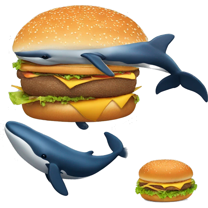a whale with a burger emoji