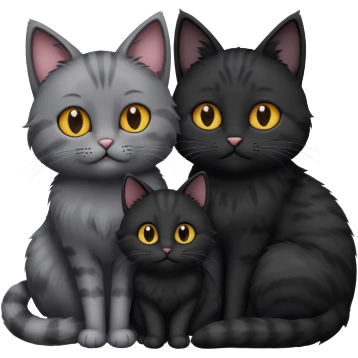 1 grey cat and 1 black cat cuddling emoji