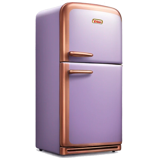 Realistic pastel Purple and metallic copper vintage fridge.  emoji