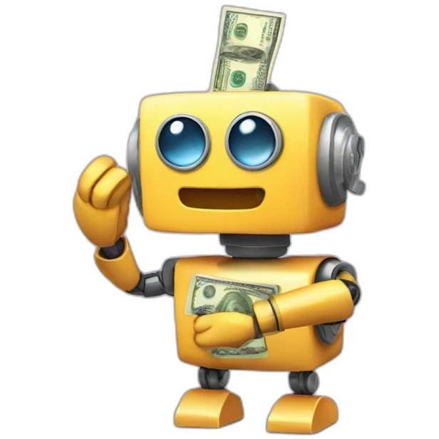 Cute robot with money emoji
