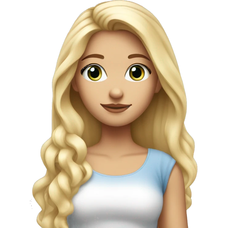 Pretty blue eyed girl with tanned skin long blonde hair cute top emoji