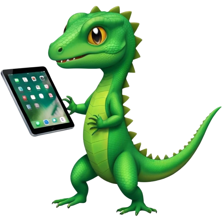 A lizard throwing an iPad emoji