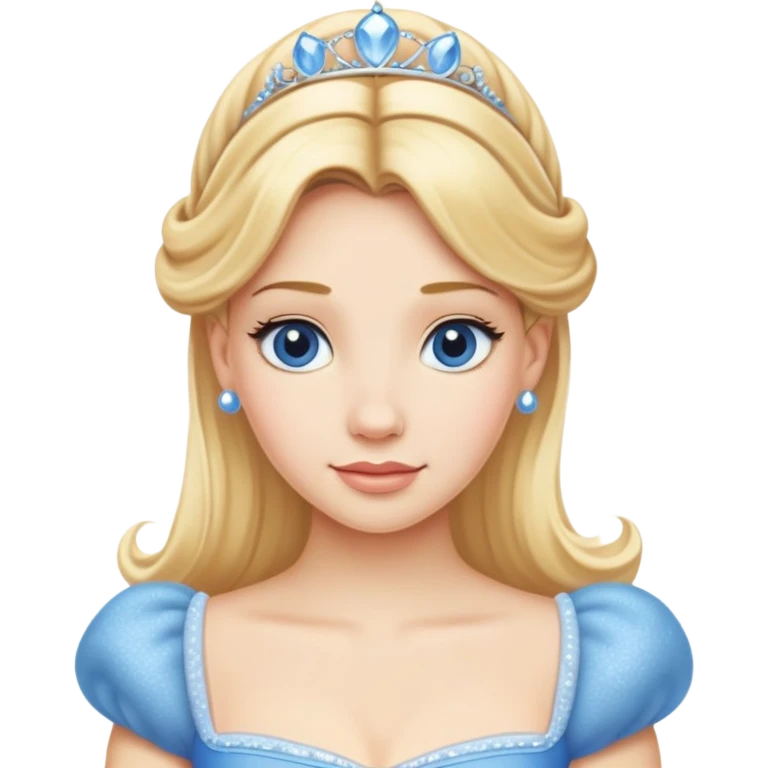 ultra simplified Cinderella, blue dress, blonde hair, very minimal details, slightly zoomed out to show more of dress emoji