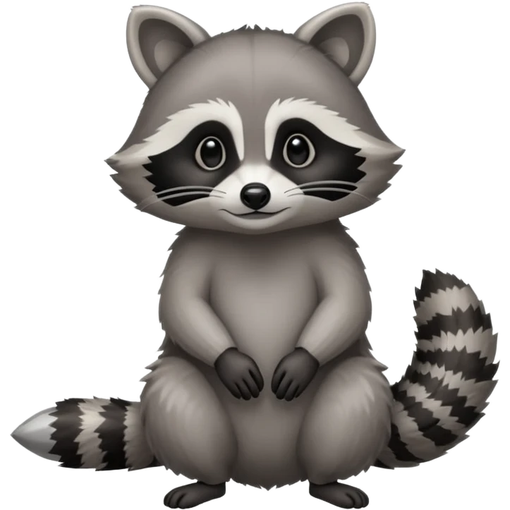 Create a single emoji of a Raccoon in full body, shown at a slight side angle in a natural, characteristic pose. Cute and stylized like an emoji, but clearly recognizable
 emoji