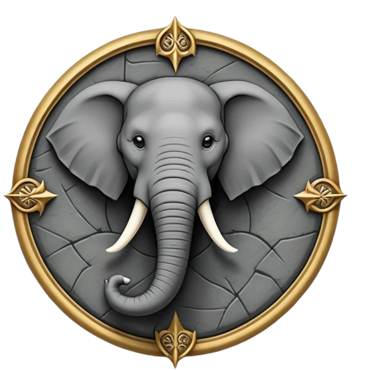 Elephant but in a Game Of Thrones Intro Sigil Form - in a square picture frame emoji